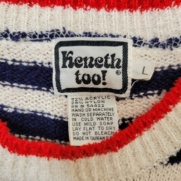 Keneth Too! Nautical Striped Sleeveless Sweater Size  L - Picture 8 of 14